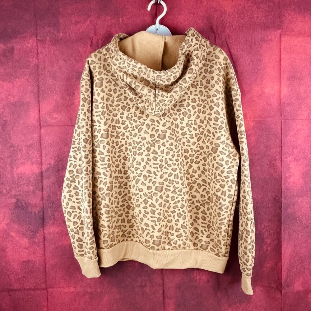 SHEIN WOMEN'S PULLOVER HOODIE, CHEETAH PRINT, KANGAROO POCKETS, SOFT FLEECE, L - Picture 3 of 10
